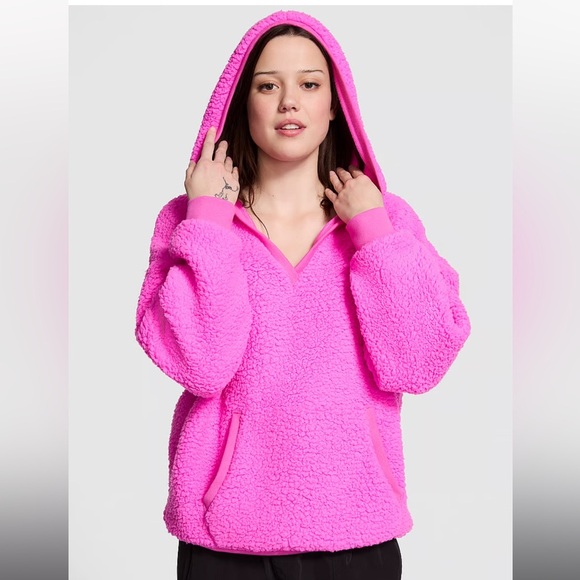 PINK Victoria Secret Cozy Fleece Pullover Hoodie - Picture 1 of 8